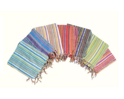 Cotton Stripped Scarf with Lurex Thread