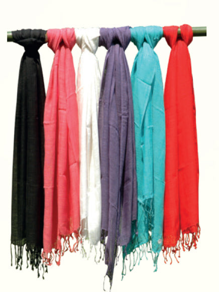 Cotton Hand Loomed Solid Colored Scarf