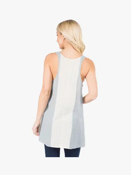 Hand Loomed Cotton Button Down Tank Top with Pockets