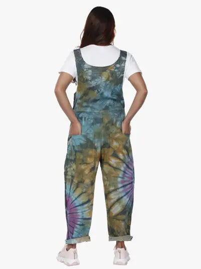 Cotton Denim Tie Dyed Overalls