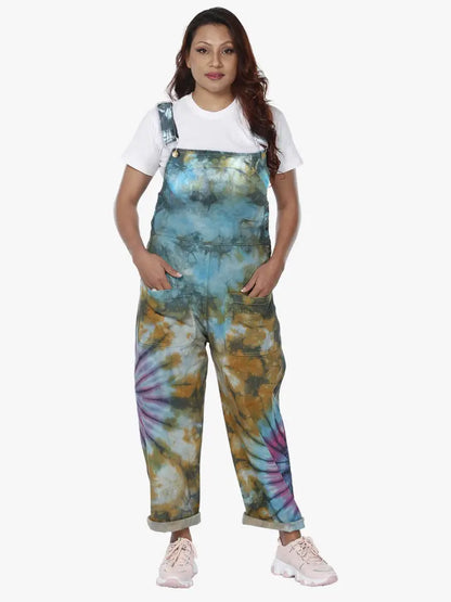 Cotton Denim Tie Dyed Overalls