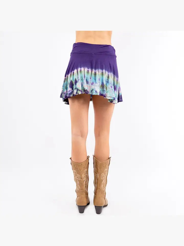 Viscose Tie Dye Drawstring Mini Skirt