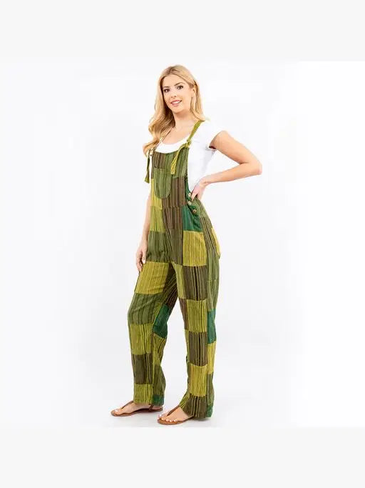 Hand Loomed Cotton Patchwork Overalls