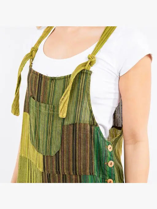 Hand Loomed Cotton Patchwork Overalls