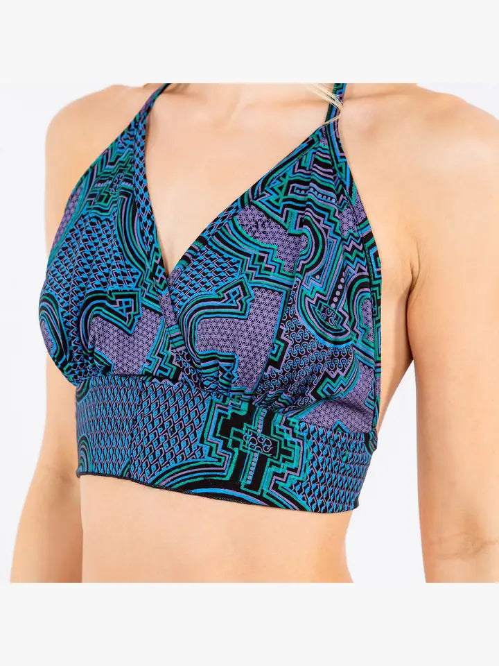 Shaman Print Viscose Halter Top