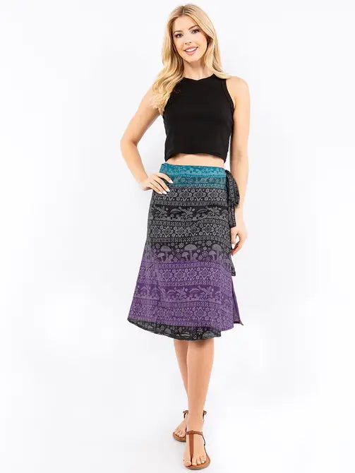 Printed Hand Loomed Cotton Wrap Skirt