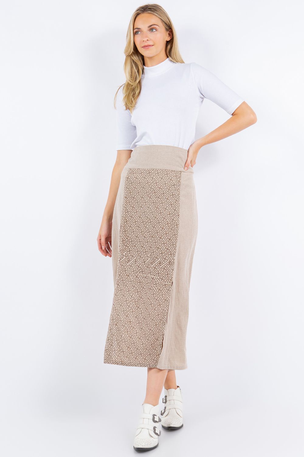 Cotton Long Panel Skirt with Prints