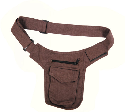 Small Cotton Belt Bag with Velcro Adjustable Strap & Zipper Pocket